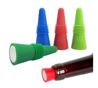 Set 4 Tappi per Vino Sottovuoto, Tappi per bottiglie di vino in silicone colorato, Sigillatura Ermetica, Tappo Vino Anti Aria, Tappi Vacuum Vino, Tappo per Bottiglia