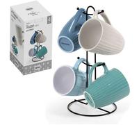 Set 4 tazze mug + stand verticale tazza The Te tisana cappuccino latte 360 ml