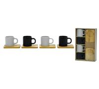 Set 4 Tazzine Caffè con Piattini in bamboo Design Moderno Tazze