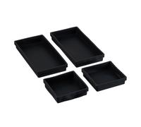 Relaxdays Teglie per Brownies, Set da 4 Stampi in Silicone Antiaderenti da Forno, 2 Misure 12x12 cm e 25x12,5 cm, Nero
