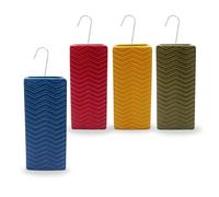 Paluplus Set 4 Evaporatori d'acqua per termosifoni in Ceramica, misura 8x4x18 cm, Umidificatore con motivo RIGHE A ONDE e gancio a forma di S, Colore Rosso, Blu, Giallo e Verde -5732F