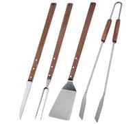 Set 4 utensili da barbecue con manico in legno