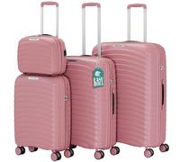 Set 4 Valigie Rigide Rosa in Polipropilene Resistente agli Urti Beauty Case
