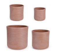 Set 4 Vasi a Cilindro Tressage Terracotta