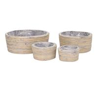 Set 4 Vasi Decorativi Marrakesch Grigio Rattan 15cm Boho Artigianale Vintage