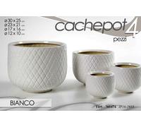 SET 4 VASI VASO PORTA FIORI CERAMICA CACHEPOT ARREDO DELUX MODERNO BIANCO