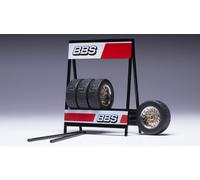 1:18 IXO Cavalletto Supporto 4X Pneumatici Bbs Metal Rack + 4X Tyres 18SET027W