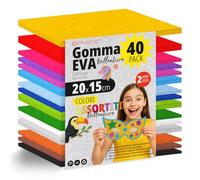 Set 40 Fogli Gomma Eva, Colori Assortiti, Formato 20x15 cm, 15 Colori Diversi, Ideale per Fai da Te, Scuola, Lavoretti Creativi, Hobby e Uso Artistico - Ofituria (Con Glitter)