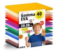 Set 40 Fogli Gomma Eva, Colori Assortiti, Formato 20x30 cm, 15 Colori Diversi, Ideale per Fai da Te, Scuola, Lavoretti Creativi, Hobby e Uso Artistico - Ofituria (Senza Glitter)