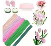 Set 400 Pezzi Scovolini Ciniglia Colorati, Pipe Cleaner per Lavoretti Creativi, Fai da Te Fiori con Steli Floreali e Nastro da Fiorista, Artigianato Decorazioni Natale (Rosa)