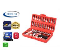 SET 46 PZ BUSSOLE CHIAVE A CRICCHETTO AVVITATORE ATTACCO 1/4" REVERSIBILE
