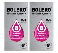 SET 48 BOLERO DA 3 GRAMMI Banana Strawberry Preparato istantaneo polvere solubile in bustine Sticks per Bevande con Stevia e Vitamina C e Senza Zucchero ideale per fitness e diete