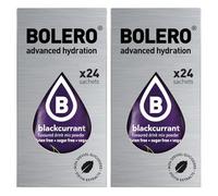SET 48 BOLERO DA 3 GRAMMI Blackcurrant Preparato istantaneo polvere solubile in bustine Sticks per Bevande con Stevia e Vitamina C e Senza Zucchero ideale per fitness e diete
