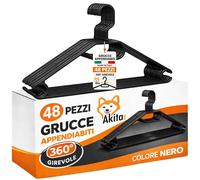 Set 48 Grucce in Plastica Nero Gancio Girevole 360