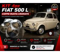 SET 4PZ COPPE RUOTA CROMATE FIAT 500 L 14" 1968-1972 AUTO EPOCA