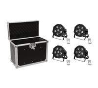 Set 4x Eurolite LED SLS-603 con Custodia EC-SL4M M - Proiettori LED RGB/UV per E