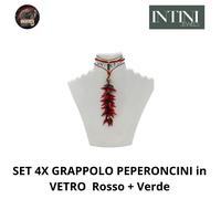 SET 4X GRAPPOLO PEPERONCINI in VETRO Rosso + Verde 2690 INTINI (MI)