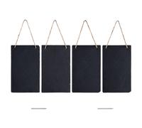Navaris Set 4X Lavagna in Ardesia con Nastro 25x15cm - Lavagnette Scrivibili da Appendere - Mini Lavagne Decorative - 2 Gessi Matita - Nera Verticale