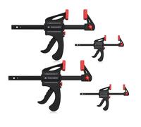 Navaris Set 4x Morsetto da Falegname una Mano - Morsetti a Barra Small e Medium 10cm /15cm - Pressione Serraggio 20kg / 60kg - Strettoio Legno