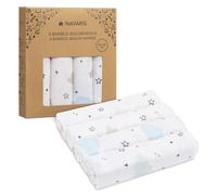Navaris Set 4x Mussole per Neonato - Misto Cotone e Viscosa - Copertina 80 x 80 cm Extra Soffice e Resistente - Fascia per Allattamento - Bianco