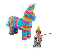 Set 4x Pignatta Asinello, Pentolaccia a Forma di Animale da Riempire, per Bambini, Party & Compleanni, colorata