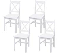 Set 4X sedie Country Classica Cucina Soggiorno HWC-F77 Legno massello 42x40x86cm Bianco