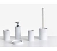 Set 5 accessori bagno 5 portasapone, dispenser, porta scopino, bicchiere, porta