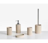 Set 5 accessori bagno portasapone, dispenser, porta scopino, bicchiere, porta sp