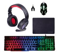 Set 5 Accessori PC per Gamig Tastiera Cuffie Tappetino e Mouse Kooper