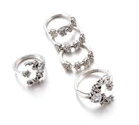 Set 5 anelli New Bohemian Vintage Women Lega Star Moon Shape Finger Rings SilverProfessionale e attraente.