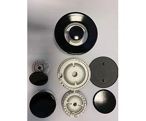 SET 5 BRUCIATORI + SPARTIFIAMMA TRIPLA CORONA COMPATIBILE CON INDESIT WHIRLPOOL 1 GIGANTE DOPPIA FIAMMA 1 GRANDE 2 MEDI 1 PICCOLO smaltati nero lucido (no originali adattabili)