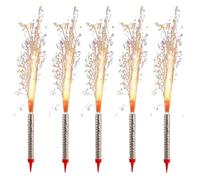 Set 5 Candeline Fontana Luminosa Magic Flambé per Feste di Compleanno Torta Party 12cm Uso Interno ed Esterno (Argento)