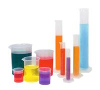 Set 5 Cilindri e Bicchieri Graduati in Plastica Trasparente 10-250ml & 50-1000ml - Misuratori Sicuri e Riutilizzabili per Esperimenti Scientifici