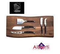 Set 5 coltelli formaggio "Premium Line" con tagliere in acacia cm 5,5-9,5