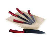 Set 5 coltelli manico rosso e tagliere Berlinger Haus
