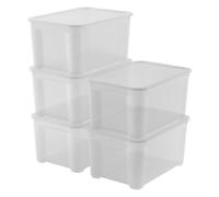 Set 5 Contenitori Rettangolari 55x39x28 cm in Plastica Keter T Box L Trasparente
