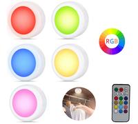 SET 5 FARETTI LED RGB ADESIVI FARETTO DECORATIVO MULTICOLORE TELECOMANDO TEB0314