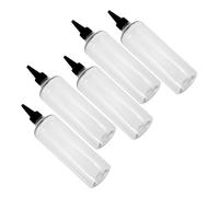 Set 5 Flaconi Applicatori a Punta 500ml in Plastica Coperchio | Bocca Lunga per Dosaggio Preciso, Ricaricabili, Versatili per Tinture, Olio e Salse