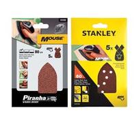 Set 5 Fogli Abrasivi con Velcro per Mouse Grana 60 (STA31039) Stanley
