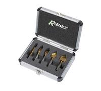 Ribimex Set 5 frese placcate titanio 6/10/13/16/19 mm in valigetta di alluminio