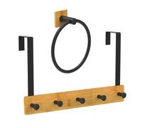 Set 5 ganci appendiabiti e anello portasciugamani autoadesivo senza forare