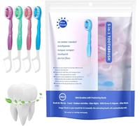 Set 5 in 1 con mini spazzolino da denti, filo interdentale, raschietto per lingua e stuzzicadenti, 5 in 1, spazzolino e filo interdentale, spazzolini usa e getta con dentifricio, igiene orale