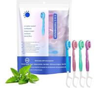 Set 5 in 1 con mini spazzolino da denti, filo interdentale, raschietto per lingua e stuzzicadenti, usa e getta con dentifricio, per viaggi e riunioni, uso quotidiano, confezione da 26, 4 aromi