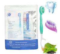 Set 5 in 1 Mini Spazzolino Da Denti, Filo Interdentale, Puliscilingua E Stuzzicadenti, Spazzolini Usa E Getta Con Doppie Sfere Pulenti, Dentifricio E Stuzzicadenti (Tè verde - 26 pezzi)