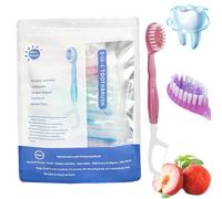 Set 5 in 1 Mini Spazzolino Da Denti, Filo Interdentale, Puliscilingua E Stuzzicadenti, Spazzolini Usa E Getta Con Doppie Sfere Pulenti, Dentifricio E Stuzzicadenti (Pesca - 26 pezzi)