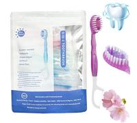 Set 5 in 1 Mini Spazzolino Da Denti, Filo Interdentale, Puliscilingua E Stuzzicadenti, Spazzolini Usa E Getta Con Doppie Sfere Pulenti, Dentifricio E Stuzzicadenti (Ciliegia - 26 pezzi)