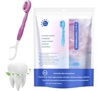 Set 5 in 1 mini spazzolino da denti, filo interdentale, raschietto per lingua e stuzzicadenti, spazzolini usa e getta con dentifricio, spazzolini portatili confezionati singolarmente, igiene orale per