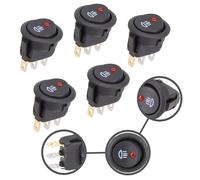 Set 5 interruttori a bilanciere on off uso auto per fendinebbia 12V con led ross