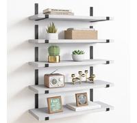 Set 5 Mensole da Parete Bianco Scaffali da Muro con Staffe in Metallo 40x12 cm