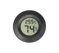 Set 5 Mini Termometri Igrometri Digitali con Sonda, LCD Rotondo da Incasso, °C/°F Selezionabile, Nero per Serra Giardino Cantina Frigorifero Barattoli Vetro(Black-Boxed with batteries)